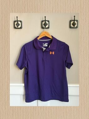 Under Armour Purple Polo with Orange Logo - Big Kids